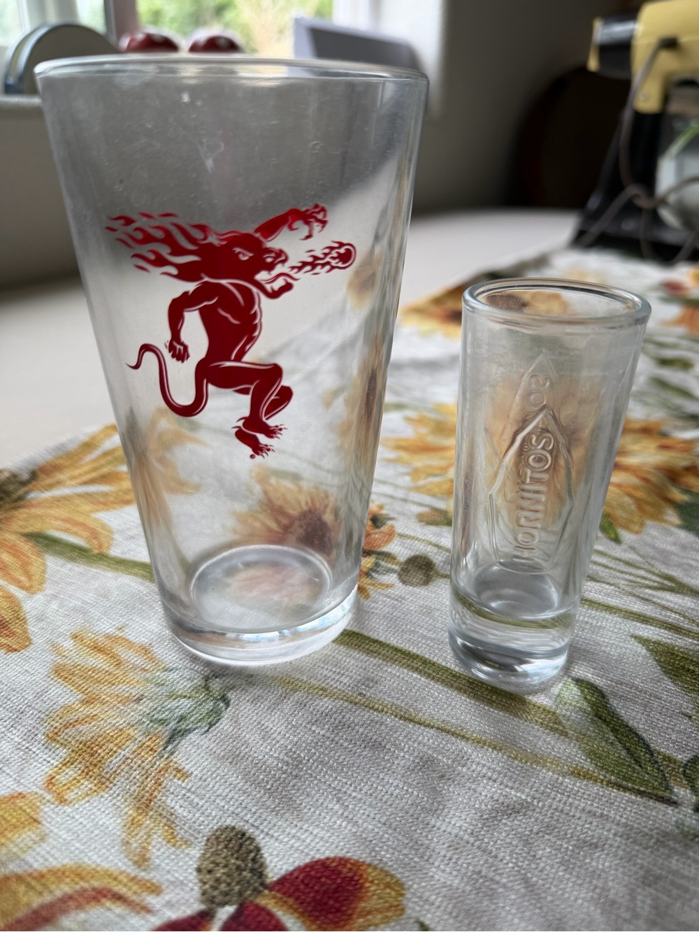 Fireball by Sazerac - Pint Glass and Clear Hornitos Shot Glass for funsies